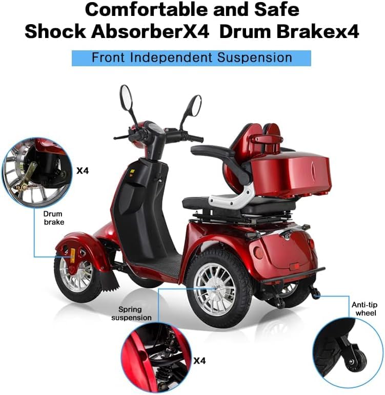 Red 4 Wheel Electric Mobility Scooter Z10950