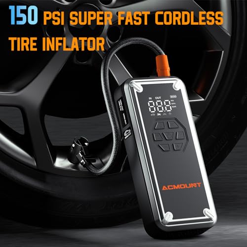 3000A Car Jump Starter with Tire Inflator, 150PSI Portable Air Compressor W9699