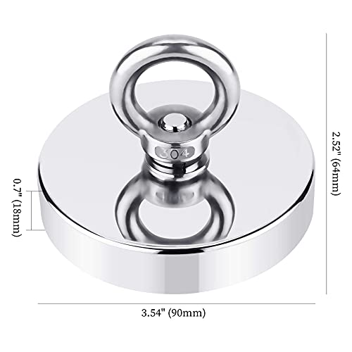 Magnet Fishing Kit 1000 LBS Pulling Force Neodymium Round Magnet 3.54inch Diameter R426