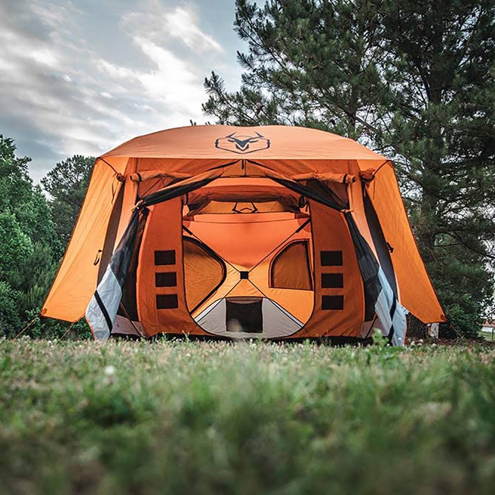 Orange 8 Person Pop Up Camping Hub Tent with Screen Room R291383