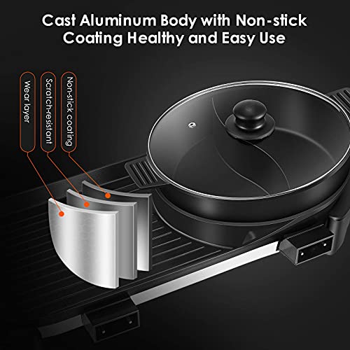 Electric Hot Pot with Grill, Removable Hotpot Pot, Smokeless Non-Stick, Adjustable Temperature Q737