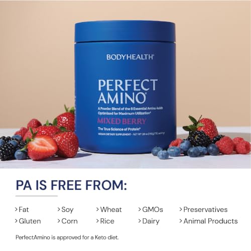 PerfectAmino Powder Mixed Berry 120 Servings 8 Essential Amino Acids Supplement Q56951