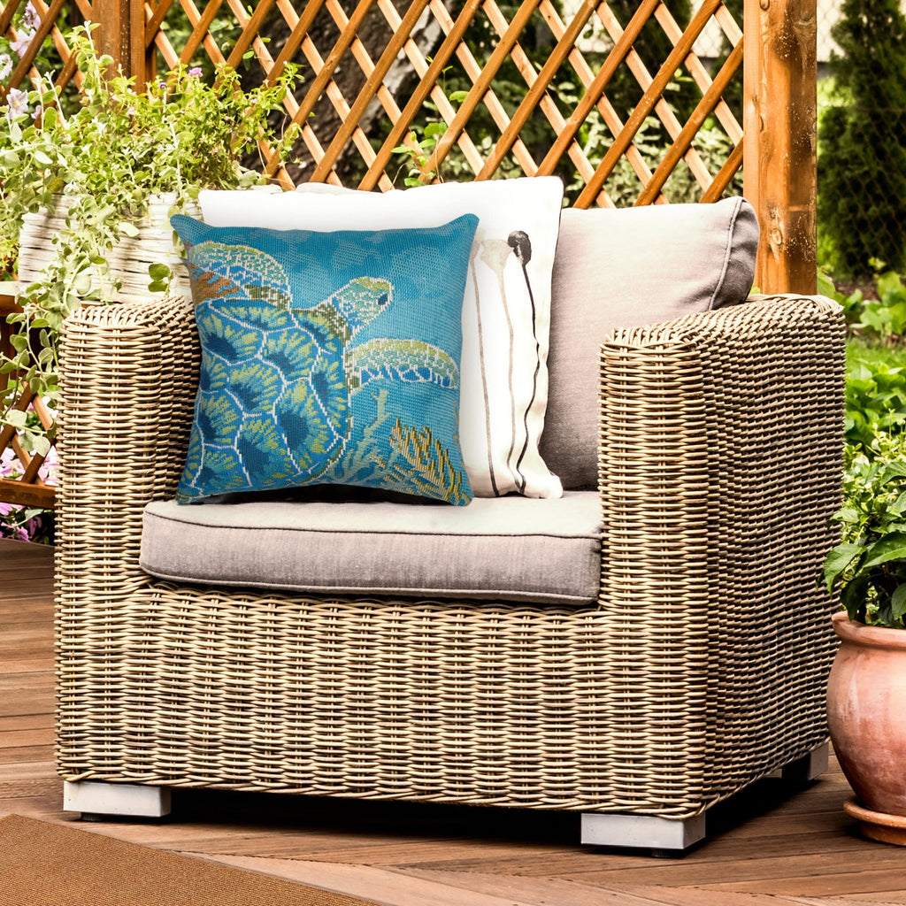 Marina Seaturtle Garden Indoor Outdoor Throw Pillow