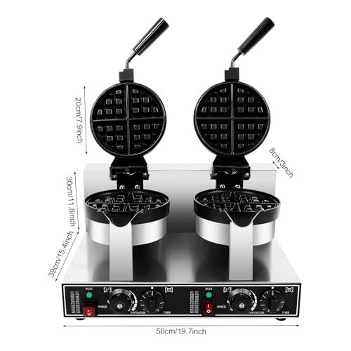2400W Double-Head Non-Stick Belgian Waffle Maker T3963