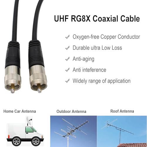 RG8X Coaxial Cable 100ft UHF PL259 Male to Male U848