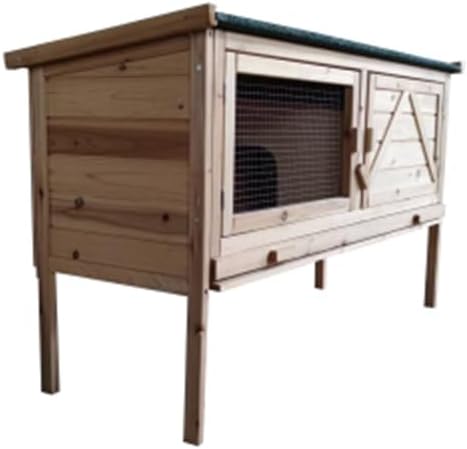 Outdoor Wooden Rabbit Hutch with Open-up Roof and Pull Out Tray E6086