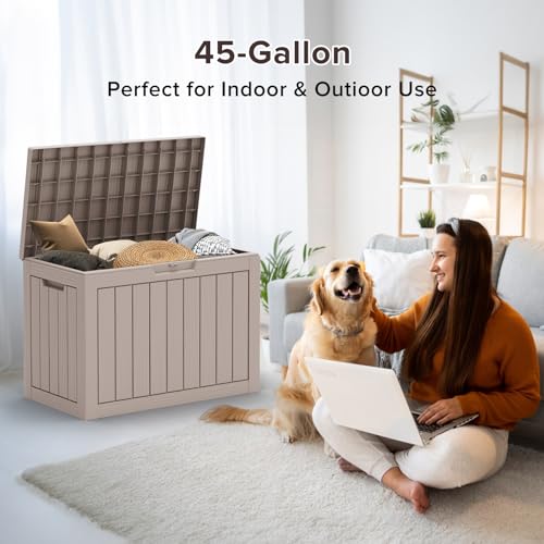 75 Gallon Waterproof Resin Deck Box with Wheels R8985