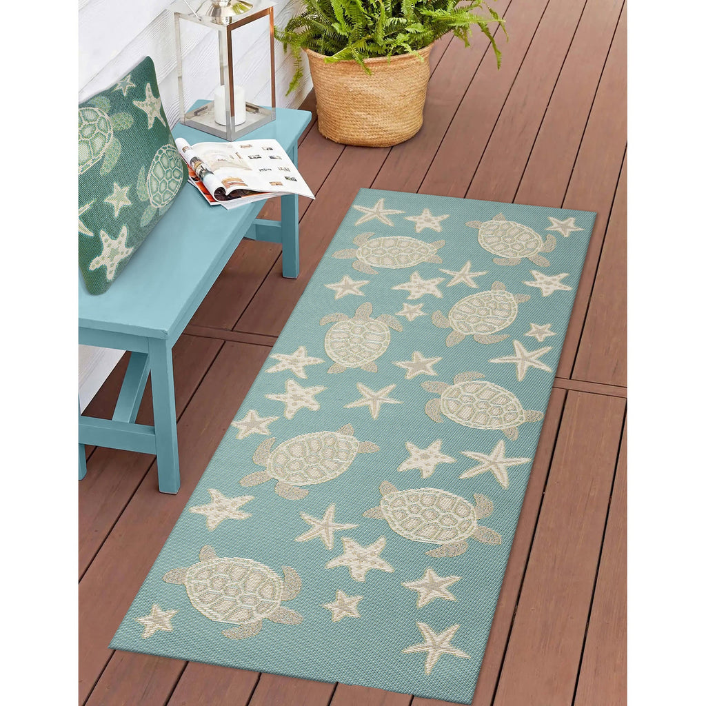 Marina Turtle And Stars Indoor Outdoor Throw Pillow