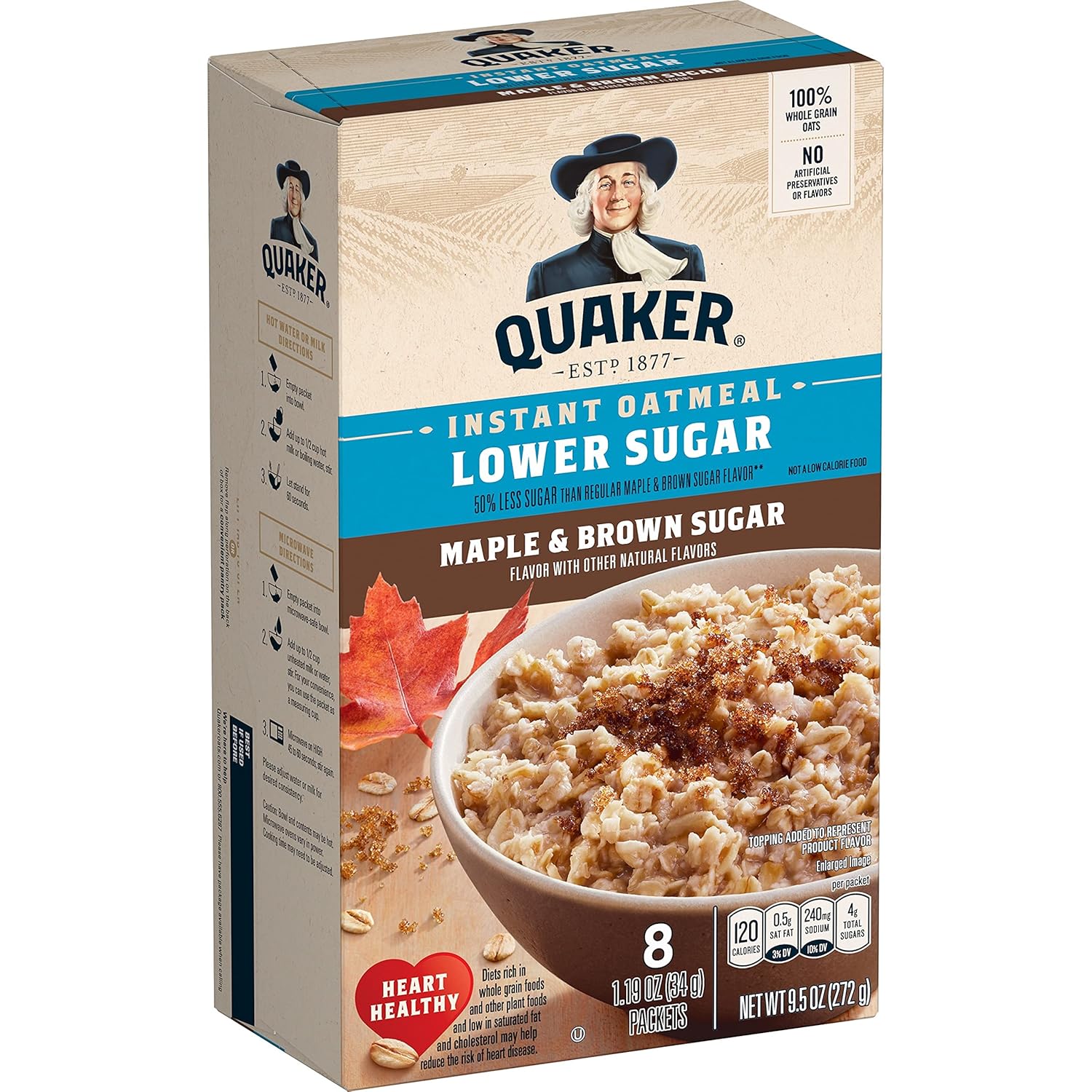 Maple Brown Sugar Instant Oatmeal, 1.19 oz Packets, 8 Count P161958