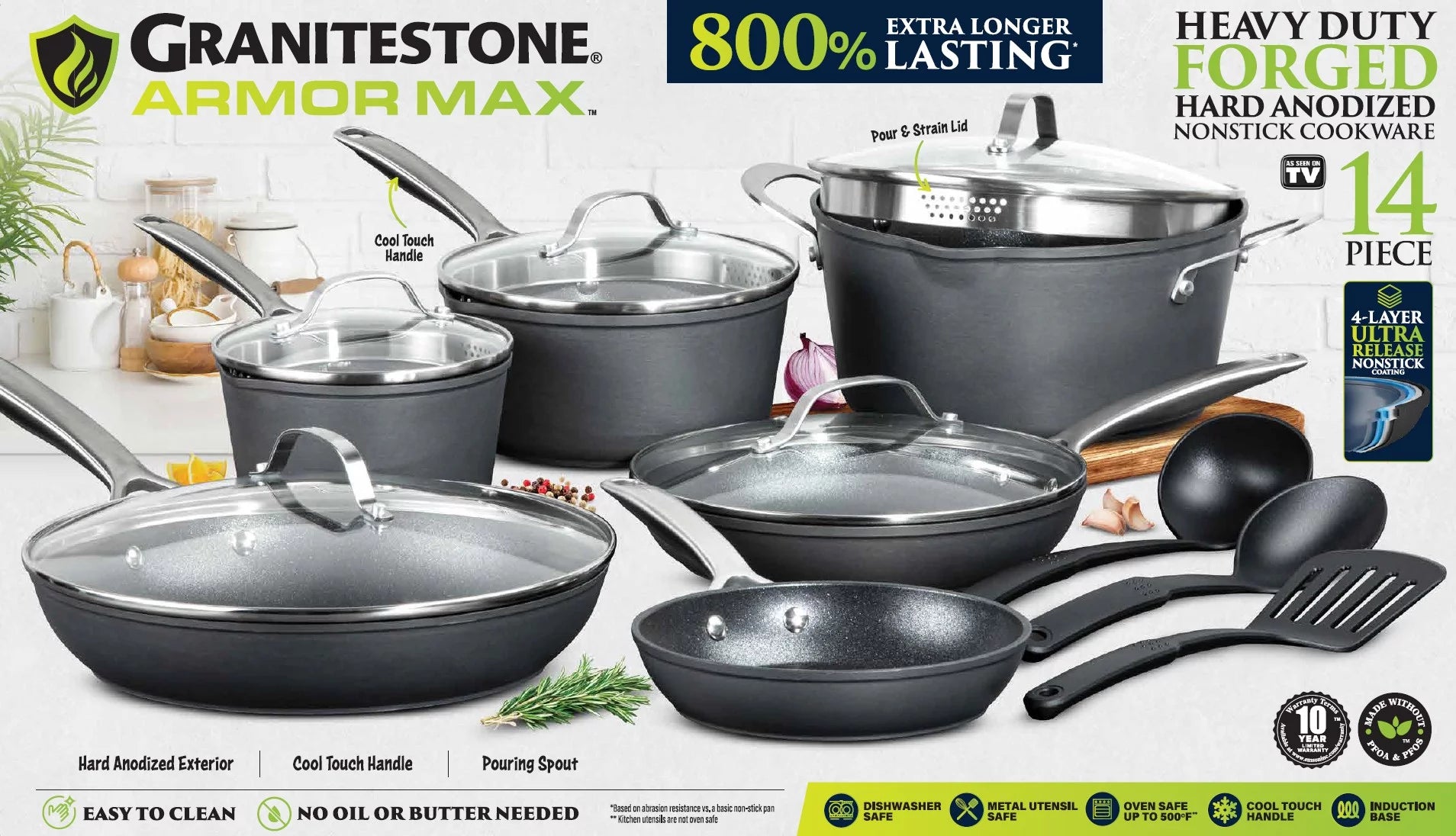 14pc Hard Anodized Cookware Set I5663