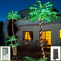 7FT Artificial Lighted Palm Trees with 260 LED Lighted Three Trunks O514177