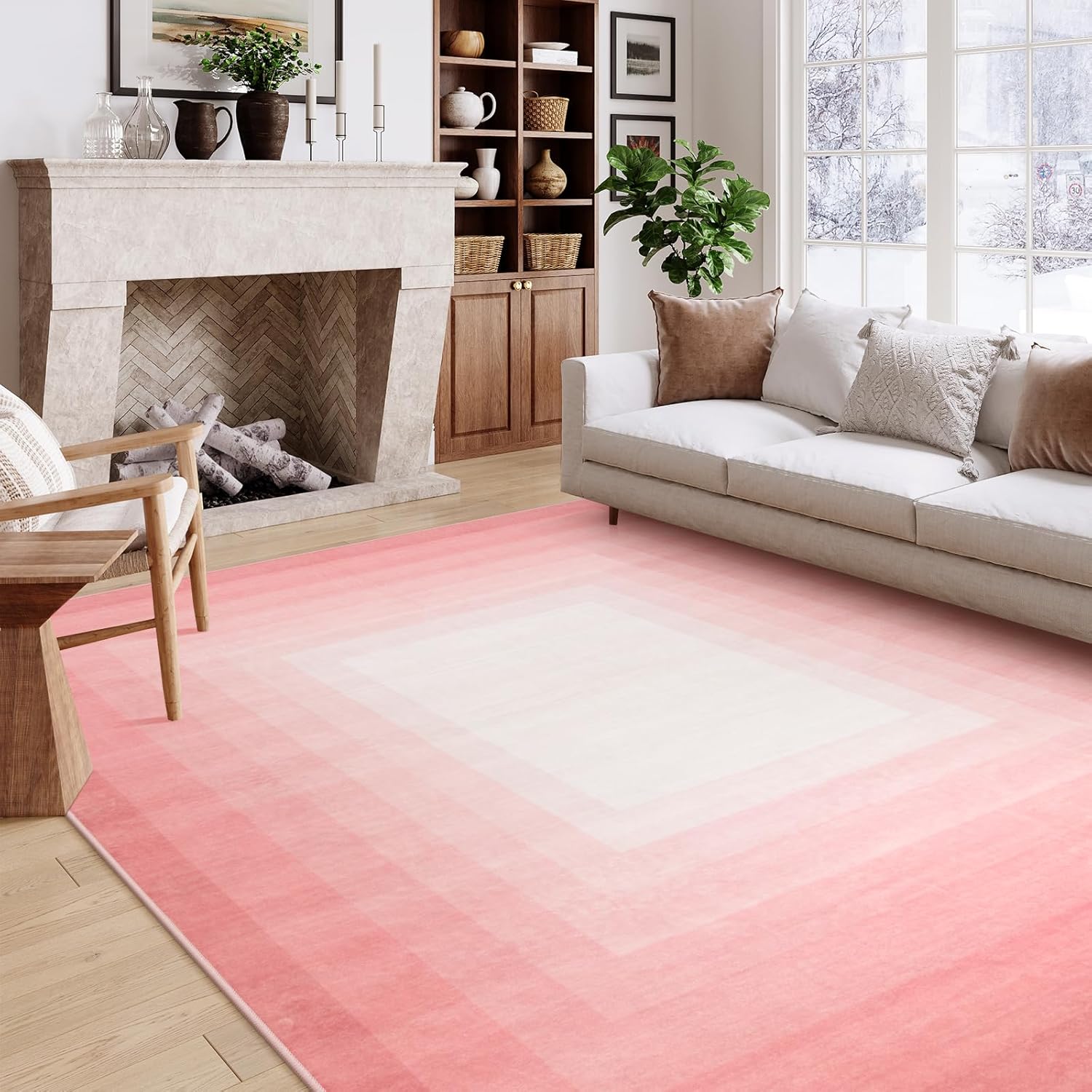 Pink Washable 8x10 Non Slip Area Rug H4245