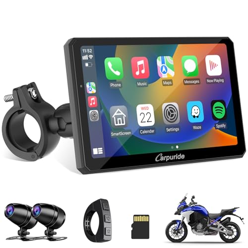 7" Waterproof Motorcycle Carplay Screen with Dual Dash Cam R29596