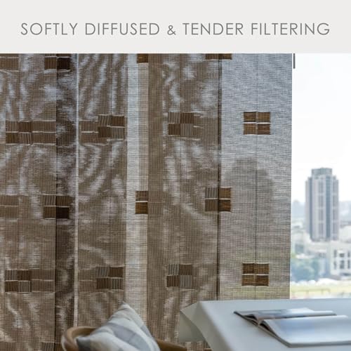 Adjustable Sliding Track Vertical Blinds 45.8"-86" W x 96" H Woven Fabric Panel Shades L745