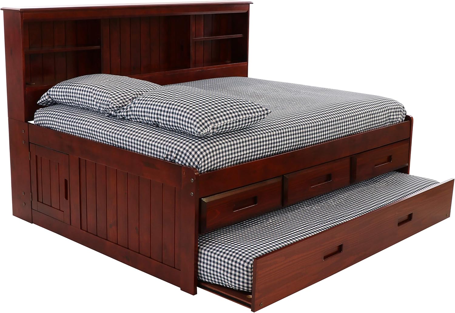 Full Bookcase Daybed with 3 Drawers & Trundle Merlot H46249