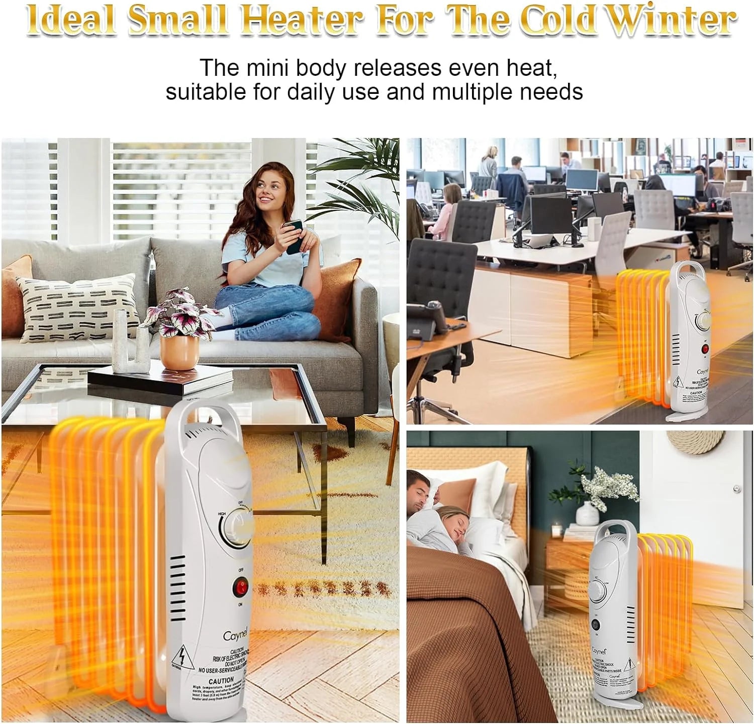 Mini Electric Oil Filled Radiator 7-Fin Space Heater, 700W, White C63792