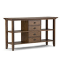 Hickory Brown Solid Wood Console Sofa Table with Storage, 4 Drawers and 4 Shelves I827