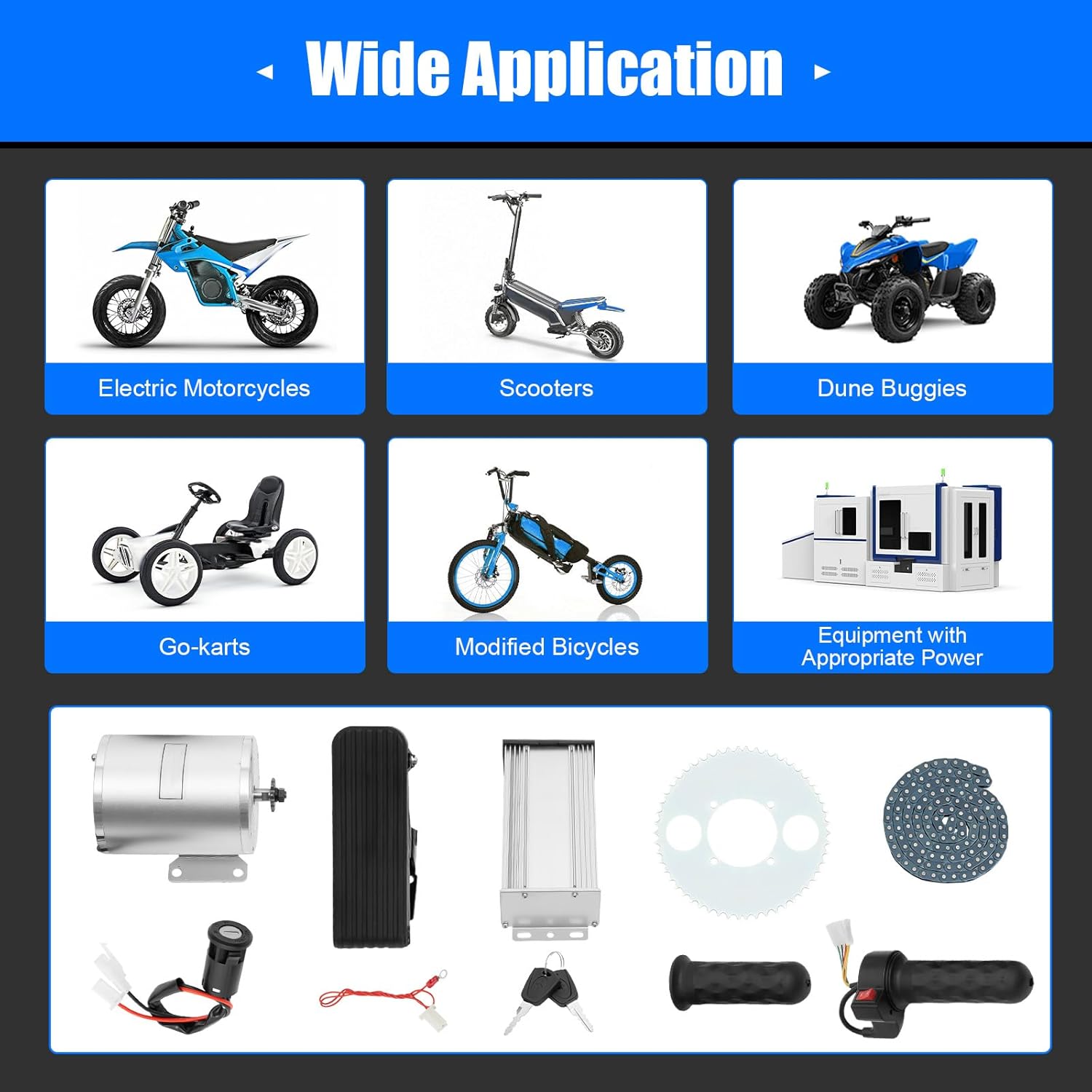 48-72V 3000W 6000RPM Brushless Motor Kit V426