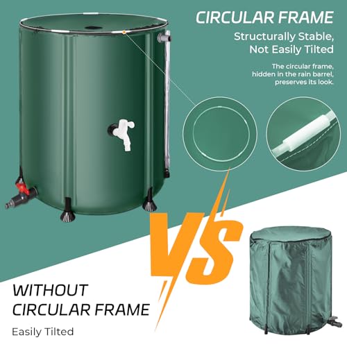 Black 53 Gallon Rain Barrel with Filter Two Spigots and Overflow Kit O95231