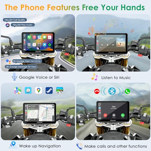7" Waterproof Motorcycle Carplay Screen with Dual Dash Cam R29596