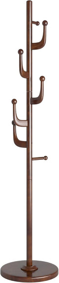 Brown Freestanding Wood Coat Rack Y652