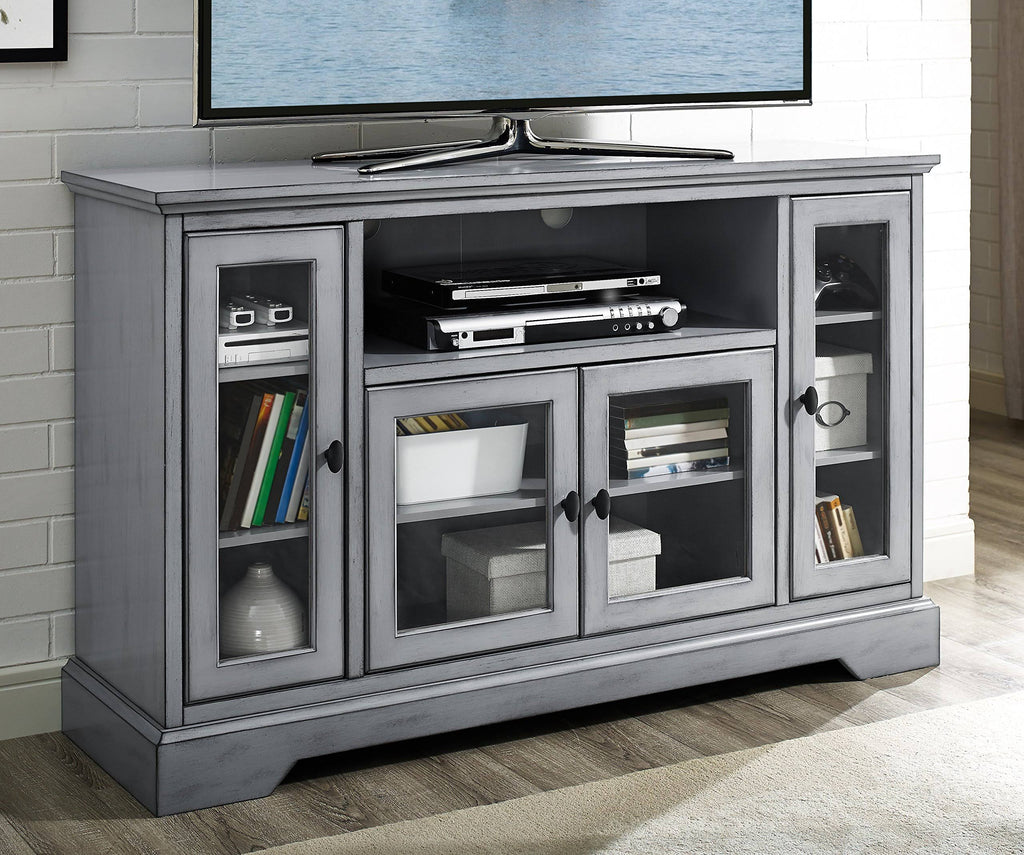Antique Gray Wood TV Media Console A283998