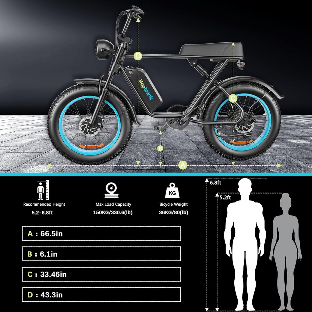 Blue 20" Fat Tire Dual Motor Electric Bike with Full Suspension & Hydraulic Disc Brake G985102