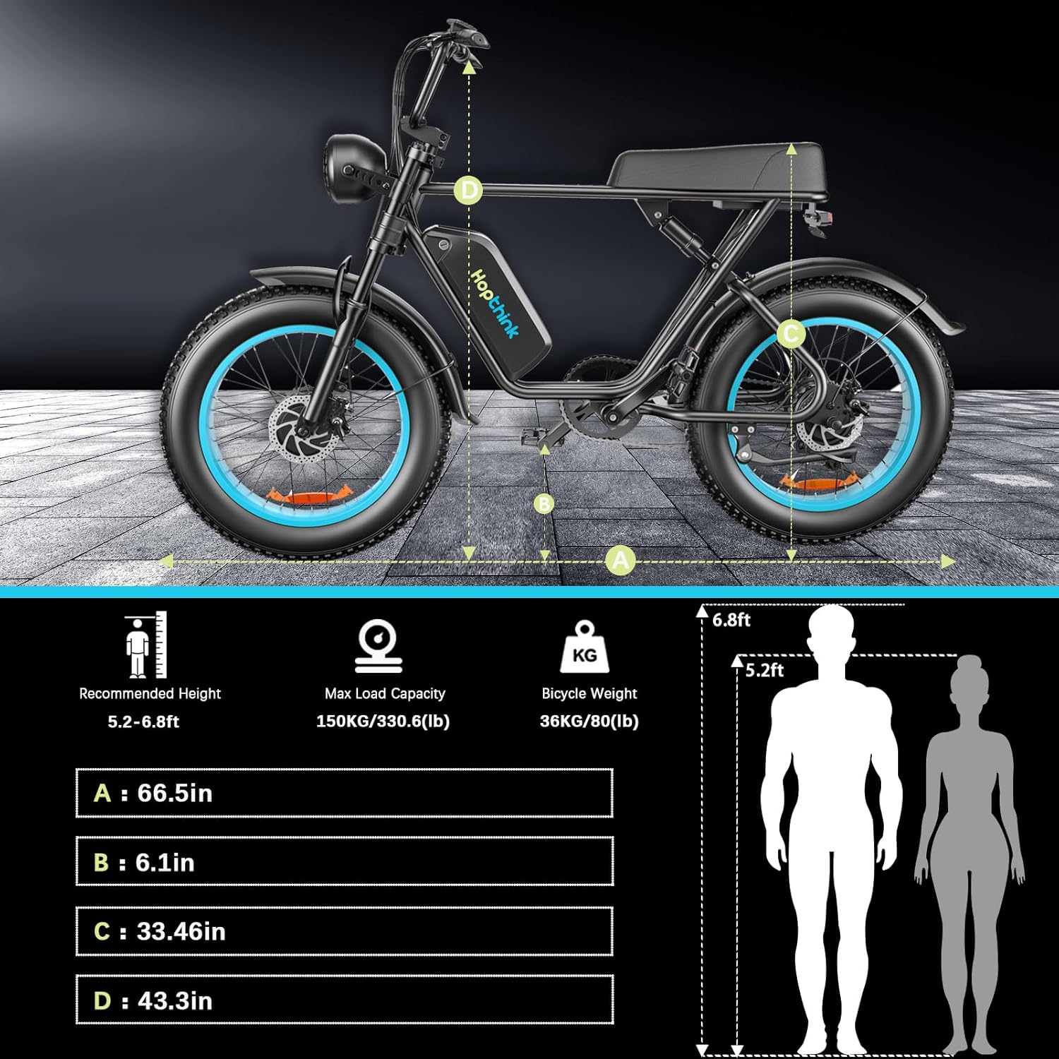 Blue 20" Fat Tire Dual Motor Electric Bike with Full Suspension & Hydraulic Disc Brake G985102