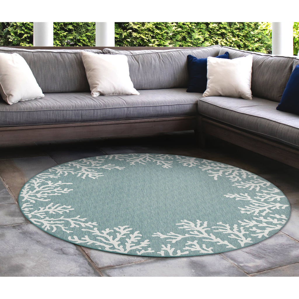 Carmel Coral Border Indoor Outdoor Area Rug