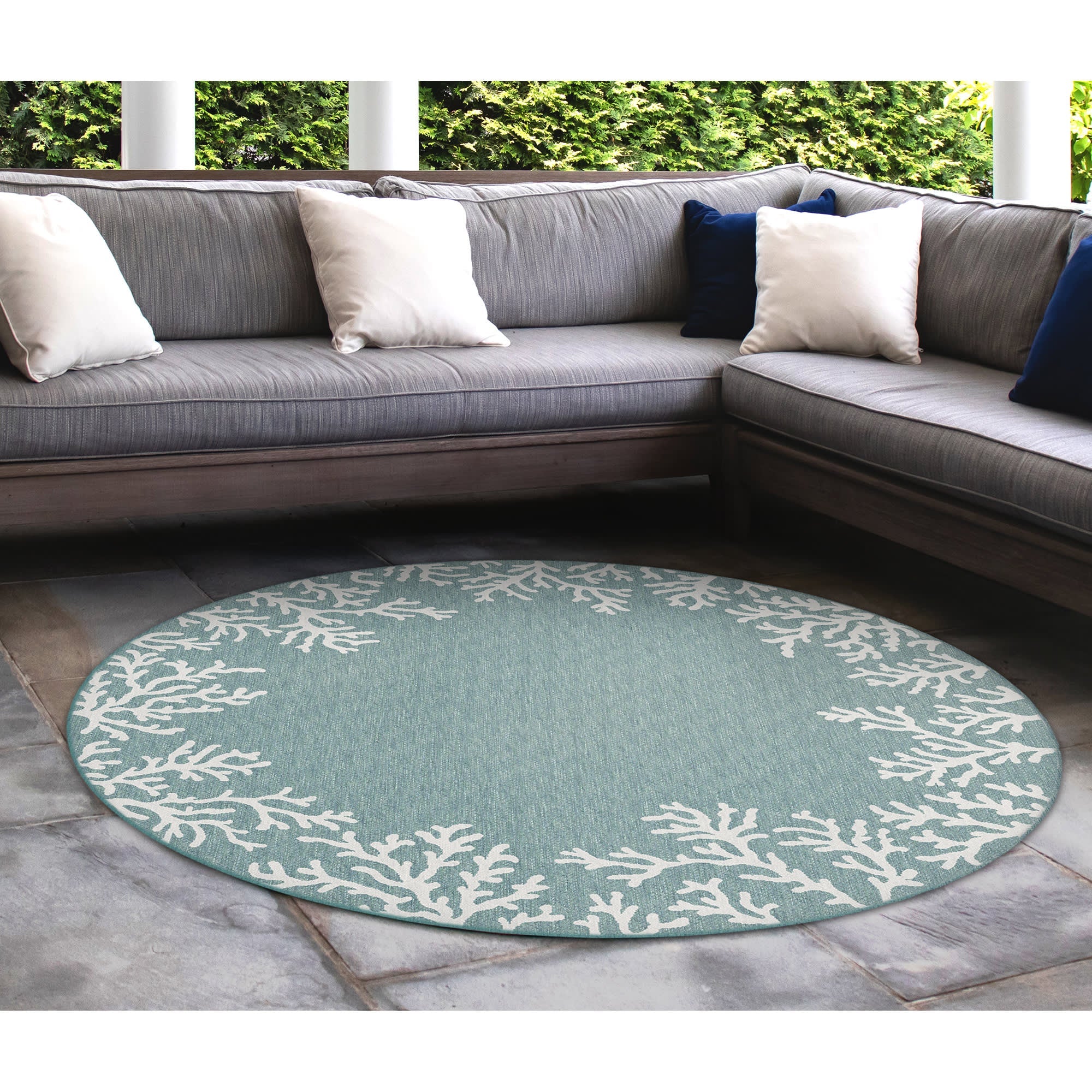Carmel Coral Border Indoor Outdoor Area Rug