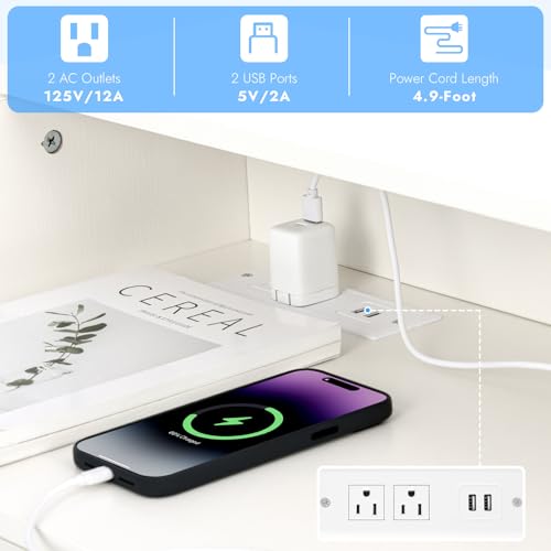 6 Drawer White Wood Dresser with Charging Station Y69934