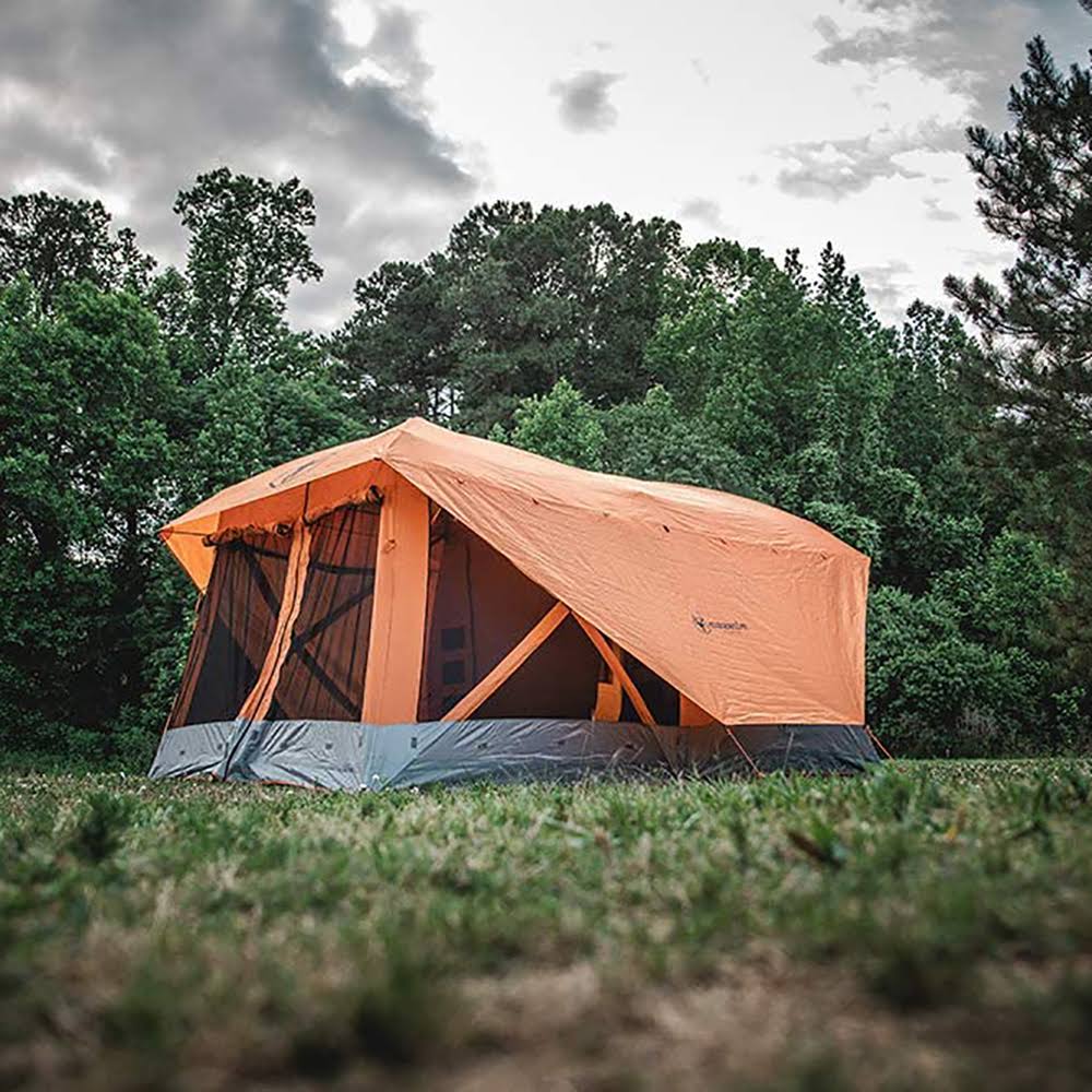 Orange 8 Person Pop Up Camping Hub Tent with Screen Room R291383