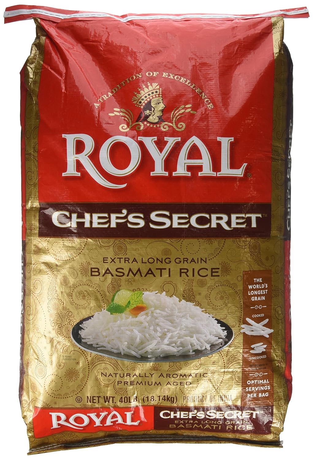40 Pound Extra Long Grain Basmati Rice S89294