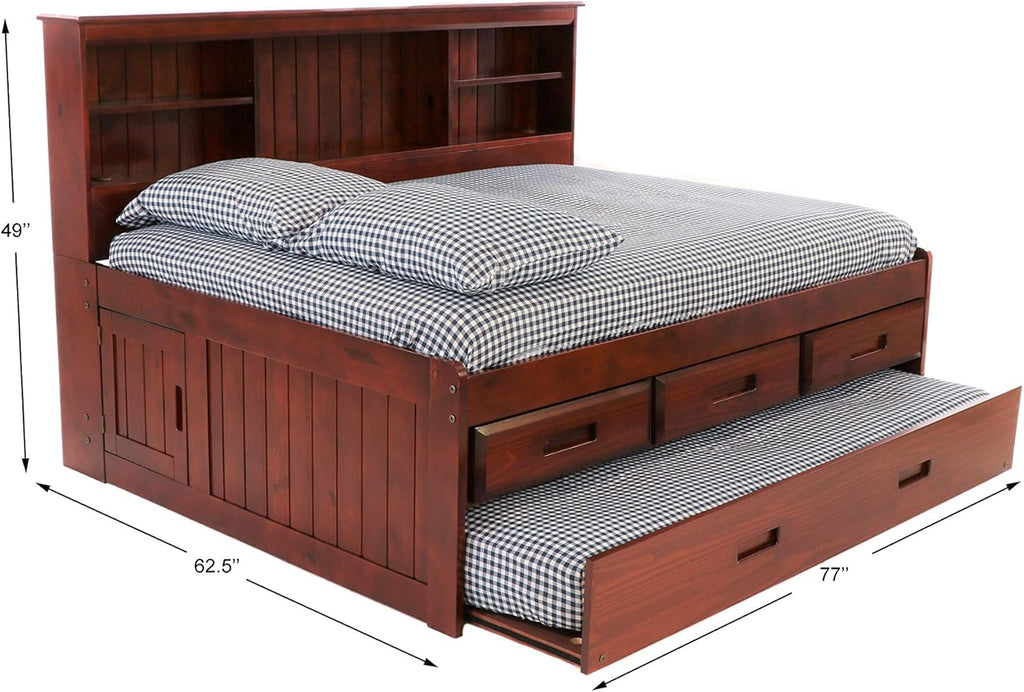 Full Bookcase Daybed with 3 Drawers & Trundle Merlot H46249