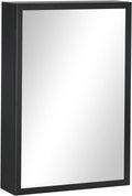 Black Wall-Mounted Stainless Steel Medicine Cabinet with Mirror O934336