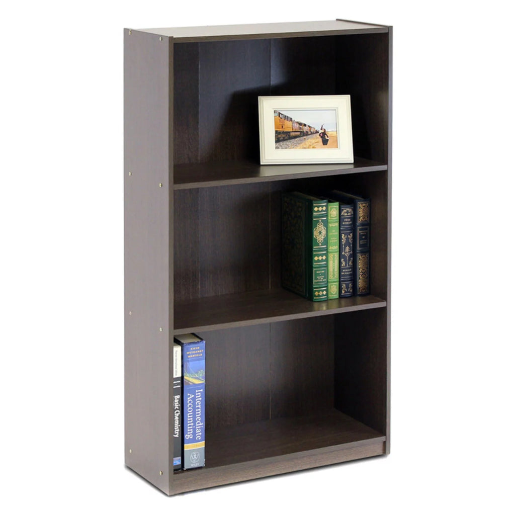 3-Tier Espresso Bookcase Storage Shelves F472265