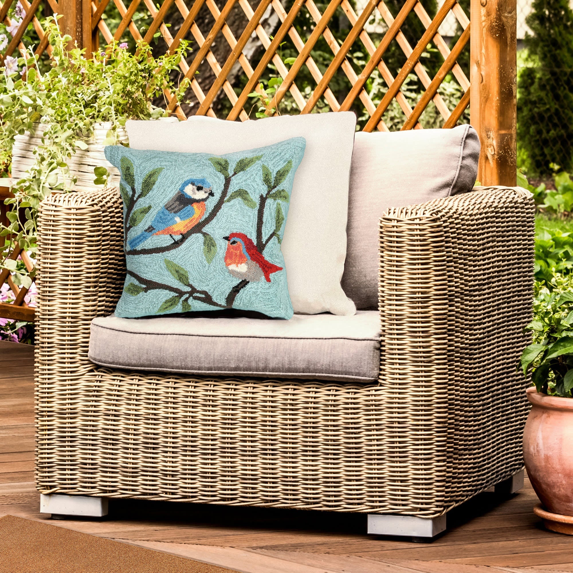 Frontporch Birds On Branches Indoor Outdoor Throw Pillow