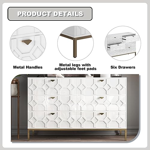 6 Drawer Blue Wood Dresser V480