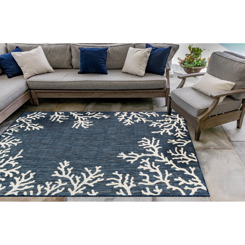 Carmel Coral Border Indoor Outdoor Area Rug