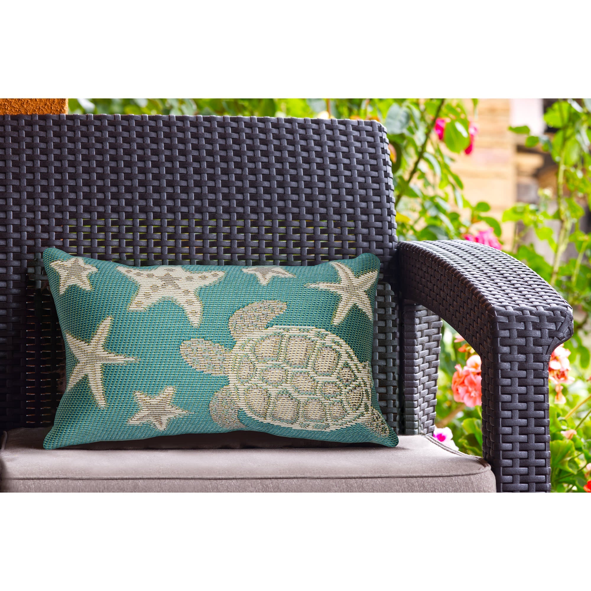 Marina Turtle And Stars Indoor Outdoor Throw Pillow