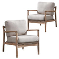 Set of 2 Upholstered Linen Fabric Armchair with Solid Wood Frame P703695