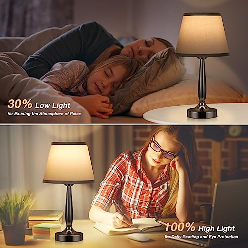 Black Touch Bedside Lamp with USB Charging Ports I316