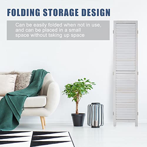 White 6 Panel Wood Room Divider G8406