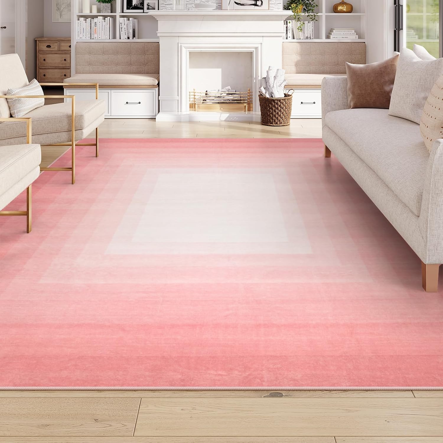 Pink Washable 8x10 Non Slip Area Rug H4245