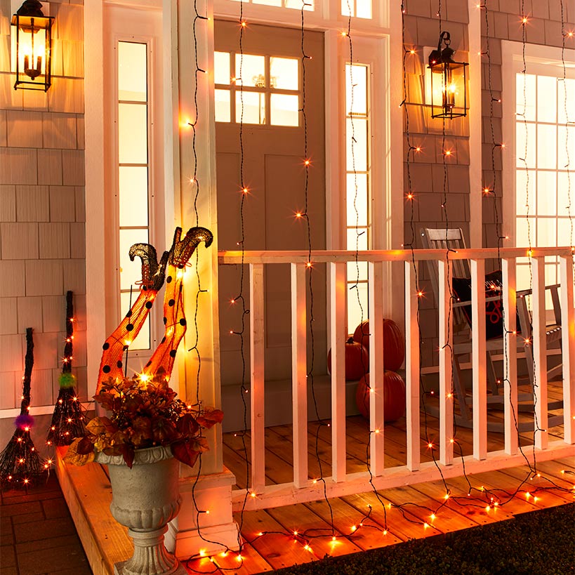 Icicle LED Curtain Lights Orange - 10 Ft