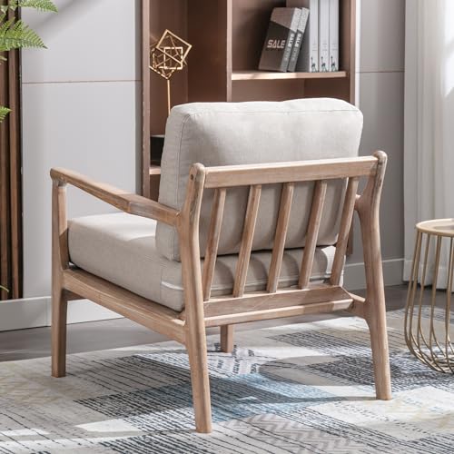 Set of 2 Upholstered Linen Fabric Armchair with Solid Wood Frame P703695