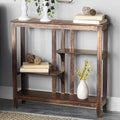 Brushed Metallic Console Table with Display Shelves 31.4"W x 29.8"H
