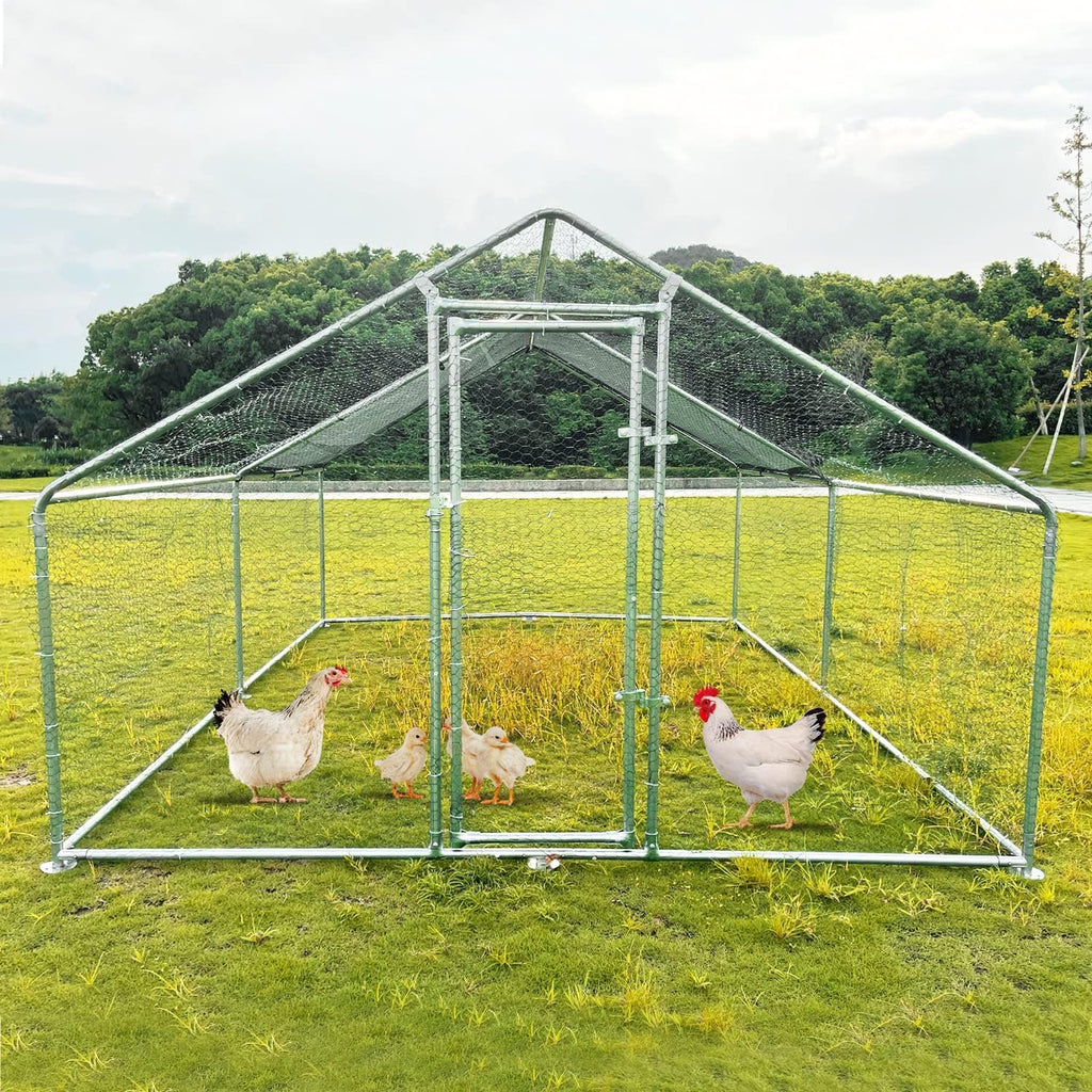 Large Metal Chicken Coop Walk-in Poultry Cage with Waterproof Cover M1792