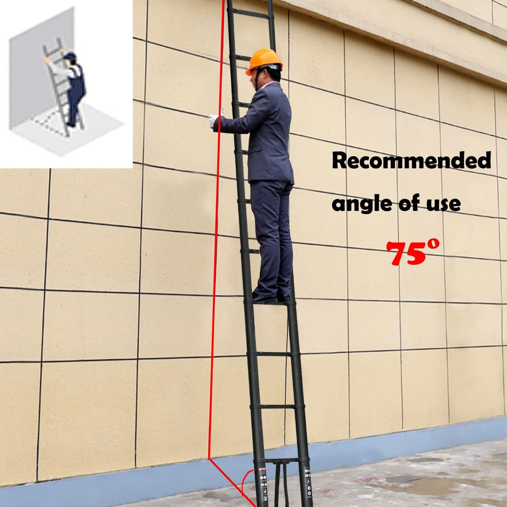 Compact 20FT Aluminum Telescoping Extension Ladder with 2 Detachable Roof Hooks Y23902