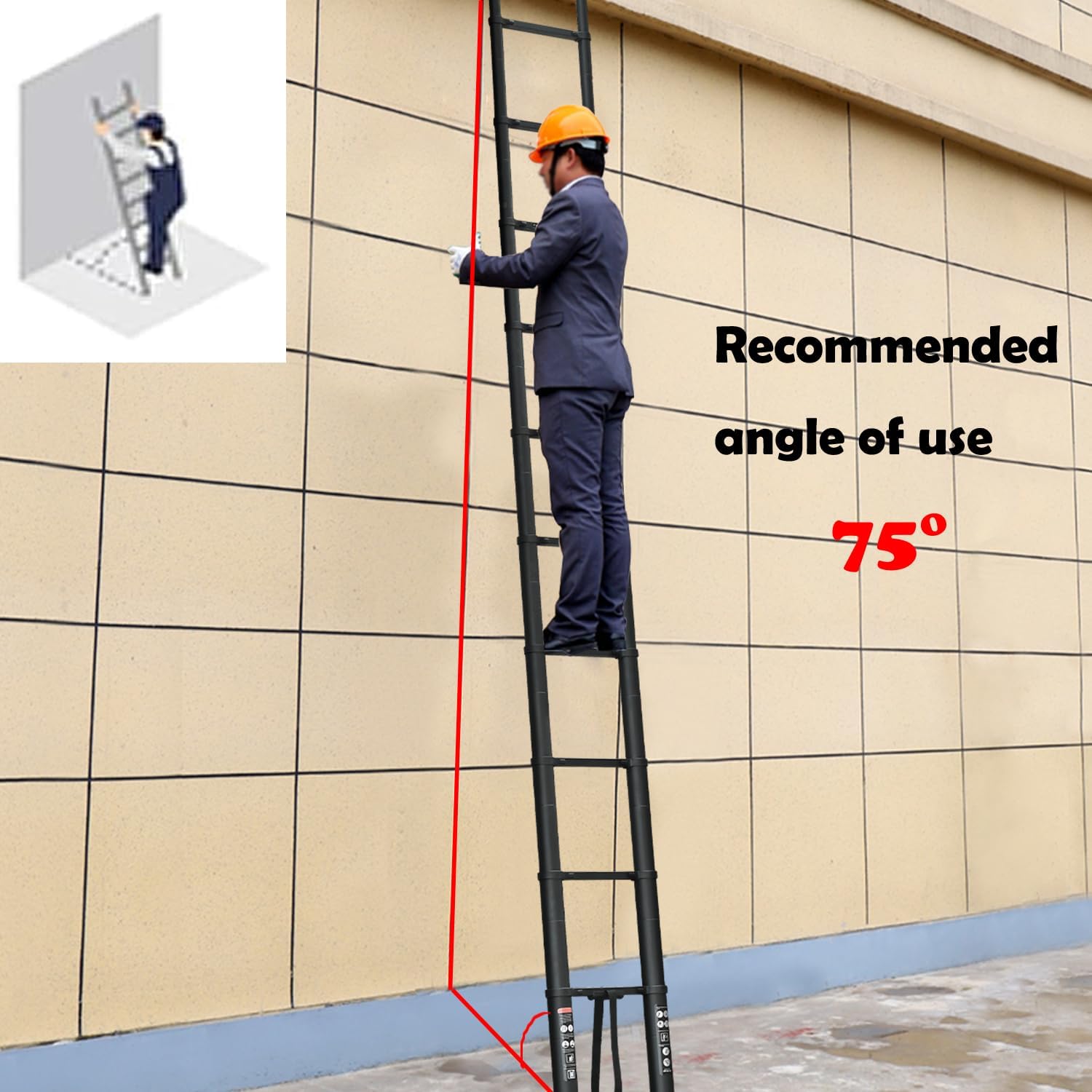 Compact 20FT Aluminum Telescoping Extension Ladder with 2 Detachable Roof Hooks Y23902